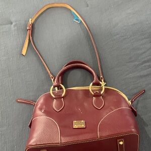Dooney & Bourke Burgundy Satchel with Gold Accents